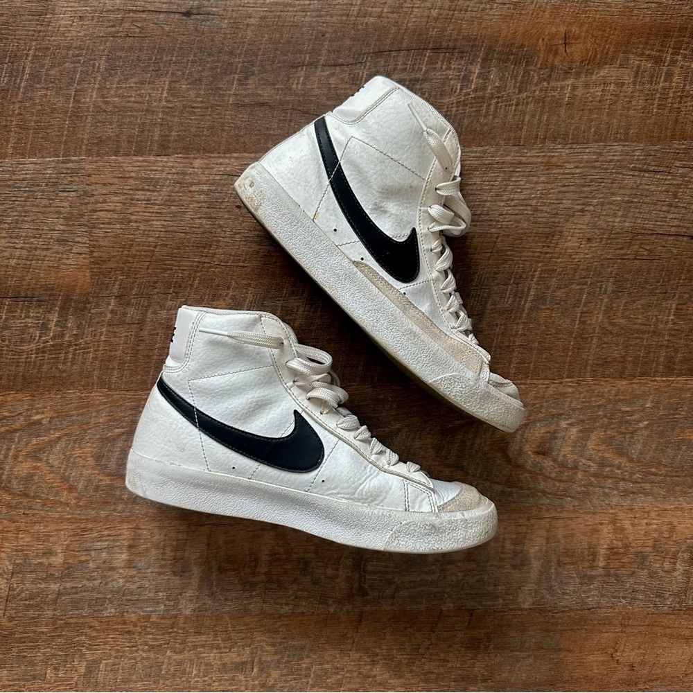 Nike Kids White and Black High-Top Sneakers